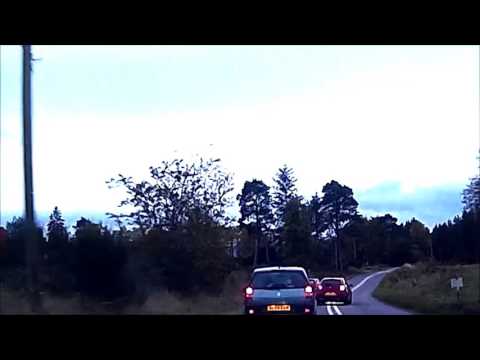 Overtake on solid white lines A980 Banchory