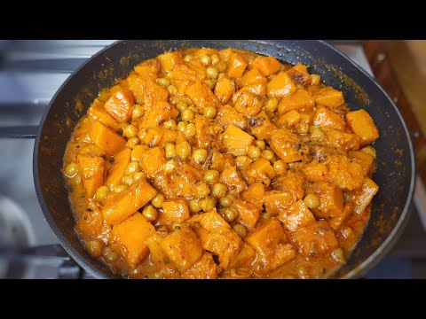 COURGE BUTTERNUT & POIS CHICHES au CURRY ROUGE, recette végétarienne