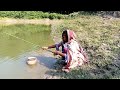 Best Hook Fishing Beautiful Girl Catching Fish With Hook In Pond Part 2