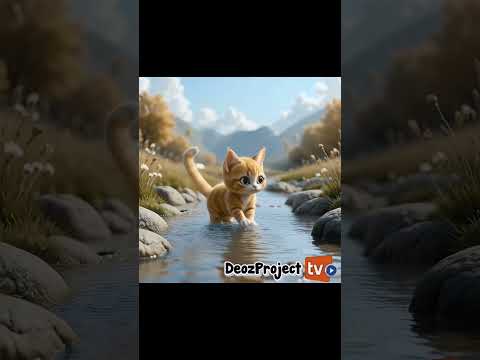 Cutee cat playing in the river  #cute #love #funny #cat #bongocat #brunomars #apt #rosé #catvideo