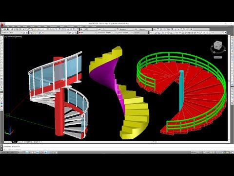 How to make 3D spiral Stair with Handrail, rail and...