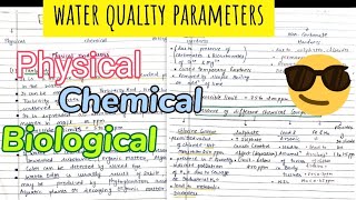 Water Quality Parameters (physical, chemical, biological indicators) 😎😎#notes