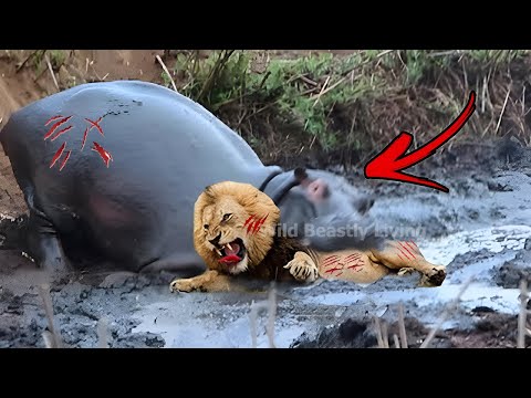 30 Fierce Attacks Demonstrate The Hippo's Dominating Power, Crocodile, Rhino Hippo Attacks Lions