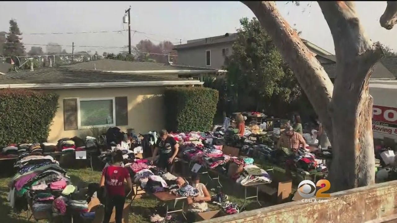 Front Lawn Turns Into Pop-Up Donation Center For Fire Victims