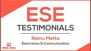 ESE Testimonial | Ramu Metta – Electronics & Communication
