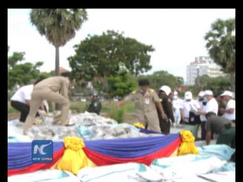 Cambodia burns down 1.56 tons of drugs