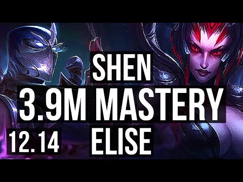 SHEN vs ELISE (TOP) | 3.9M mastery, 1300+ games, 3/3/17 | KR Master | 12.14