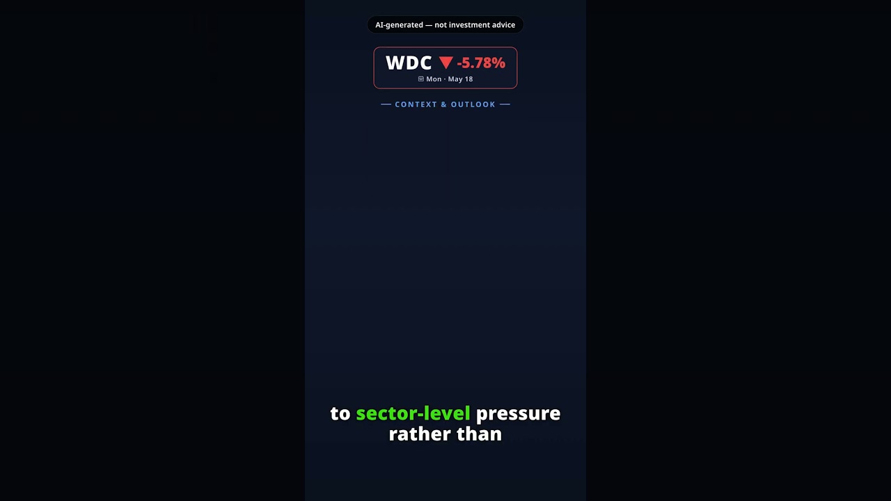 Why Is Western Digital Stock Tumbling Today? WDC -5.78% (May 18) — Storage Sector Pressure