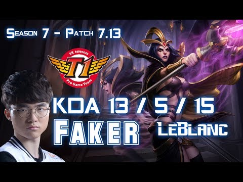 SKT T1 Faker LEBLANC vs GRAGAS Mid - Patch 7.13 KR Ranked