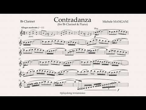Michele Mangani - Contradanza for Bb Clarinet (112ppm) - Sheet music & Playalong Piano accompaniment