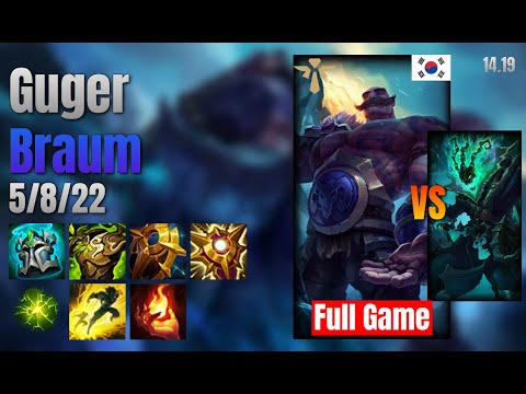 Guger Support Braum vs Thresh lol KR solo rank Full Game 14.19