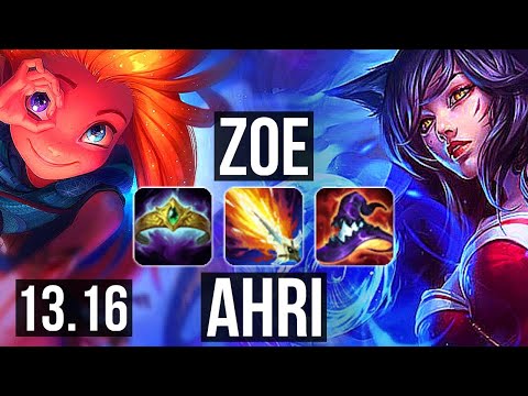 ZOE vs AHRI (MID) | Rank 1 Zoe, Rank 4, 800+ games, 1.2M mastery, 8/2/6 | NA Challenger | 13.16
