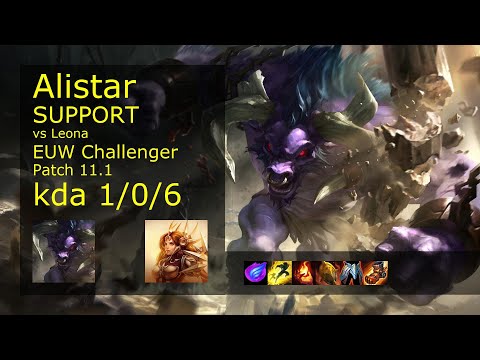 Alistar Support vs Leona - EUW Challenger 1/0/6 Patch 11.1 Gameplay