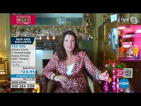 Alison Cork Set of 3 Illuminated Glass Finials with 6Hou...