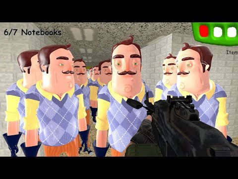 Baldi's Basics vs 100 Hello Neighbor CLONES... (Hello Neighbor vs Baldi's Basics Multiplayer)