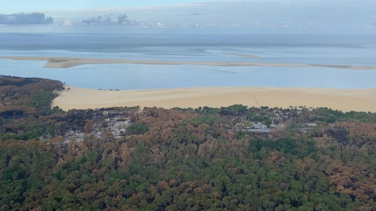 French wildfires: aerial images of burnt areas in Gironde