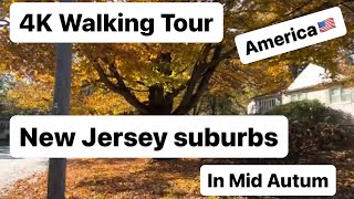 4K Walking tour America 🇺🇸 New Jersey Suburbs in Mid Autum🍁💕East Brunswick  [4K:60]