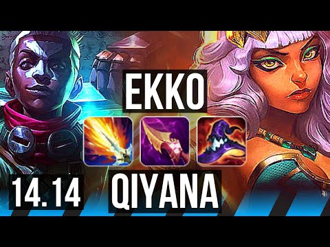 EKKO vs QIYANA (MID) | Rank 6 Ekko, 11/1/2, 6 solo kills, 1200+ games | NA Challenger | 14.14