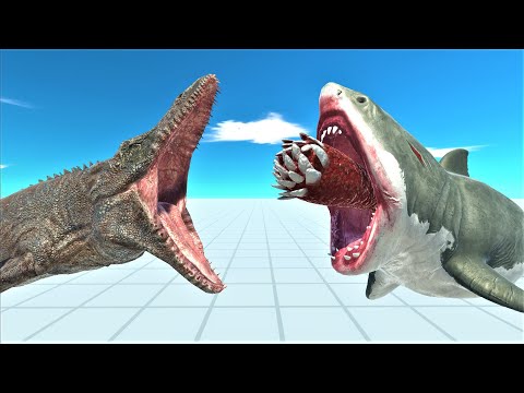 Mosasaurus vs mutant megalodon 5 round no cut Animal Revolt Battle Simulator