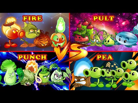 PvZ 2 PEA x FIRE x PULT x PUNCH - Who Will Win? Plants vs Zombies 2 - Funny PvZ2