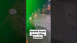 Karthik Aryan seen riding scooter In Gondal for movie shot | Satya prem ki katha