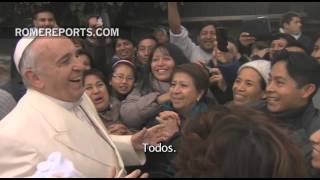 Conmovedora visita sorpresa del Papa a inmigrantes que viven en campo nómada