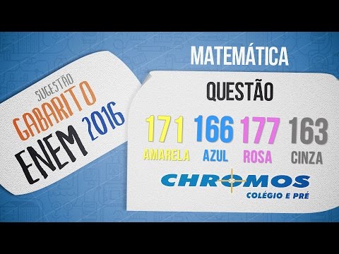 Gabarito ENEM 2016 CHROMOS - Prova Amarela: Questão 171 | Matemática