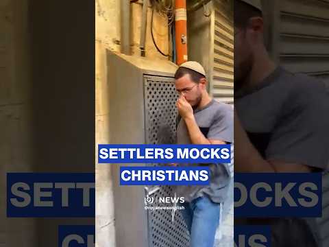 ‘Israeli’ settler mocks Christians by covering his nose as they walk by
