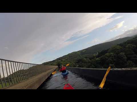 Kayaking across The Pontcysyllte Aqueduct at sunset