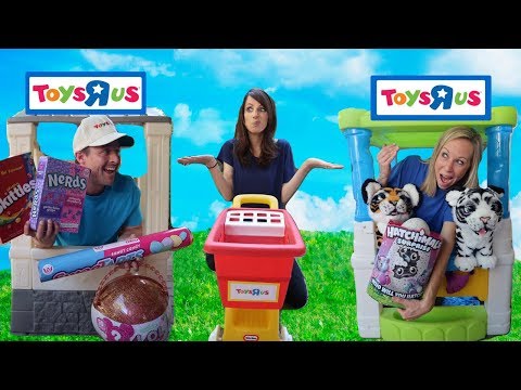Silly Toy Store Workers Compete for a New Customer !!!