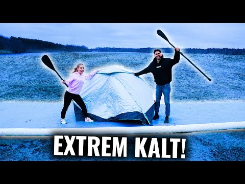 IM WINTER mit XXL AIRTRACK auf SEE ÜBERNACHTEN! (gehen fast unter!) || VLOG 378