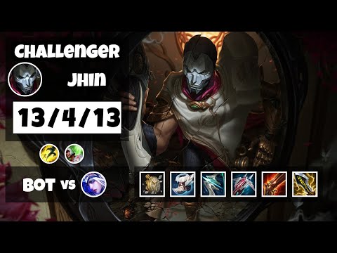 Jhin Gameplay Challenger Replay S11 - 11.8 Bot Lane (13/4/13) - NA
