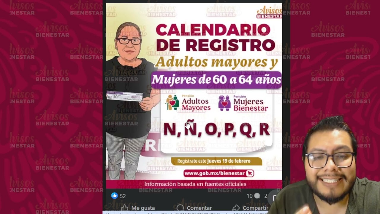HOY 19 DE FEBRERO estas letras les toco registro a pensión adulto mayor y pensión mujeres bienestar
