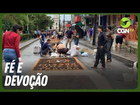 Tapetes de Corpus Christi são confecionados no centro de Chã Grande