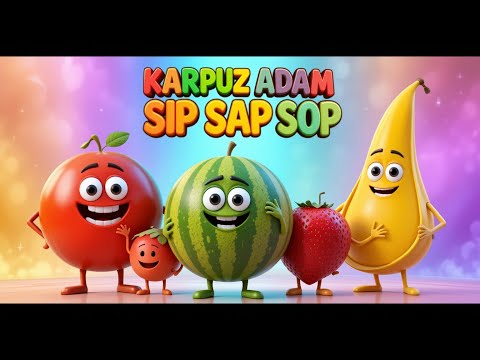 Karpuz Adam Şip Şap Şop  🍉 Süper Çocuk Şarkıları - Meyveleri Öğren