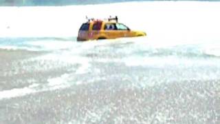Lifeguard Car Gets Pounded by Large Waves Zuma Beach California
