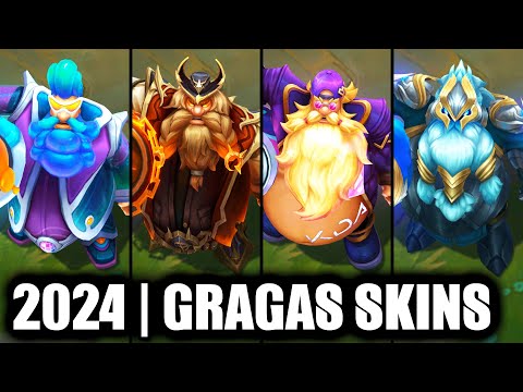 ALL GRAGAS SKINS SPOTLIGHT 2024 - Music Fan KDA Gragas Newest Skin | League of Legends