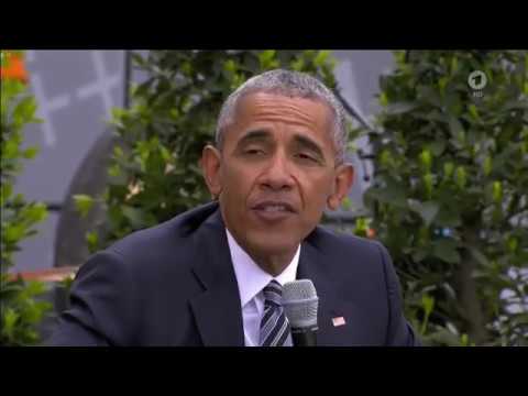 Barack Obama und Angela Merkel auf dem Kirchentag in Berlin am 25. Mai 2017  Deutsch