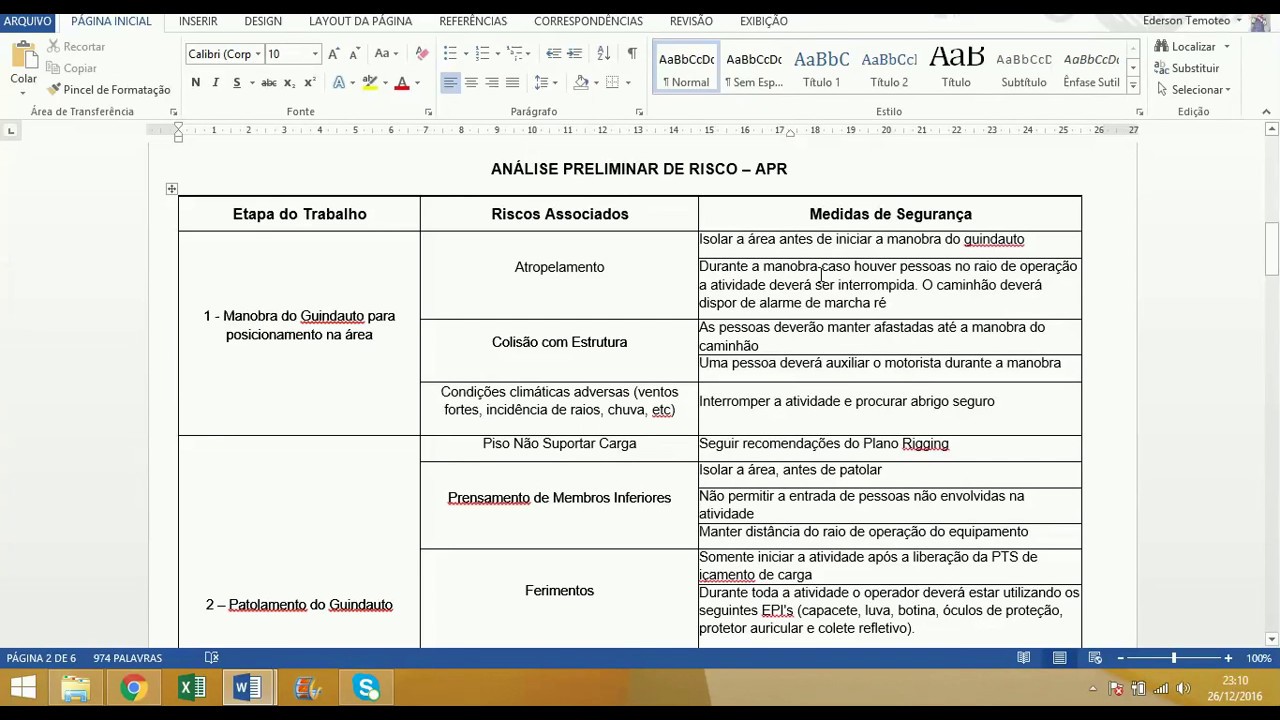 Análise de Riscos em SST - Análise Preliminar de Riscos (APR) 2 - 2.