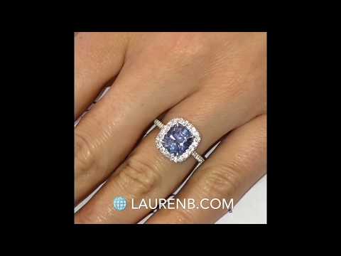 Cushion Cut Sapphire Halo Engagement Ring