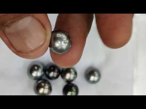 Natural round loose tahitian pearl, for jewelry, size: 4 to ...