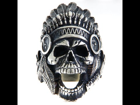 Ghiul Masiv Argint 925 Oxidat Tomahawk Skull Native American - Spirit Razboinic