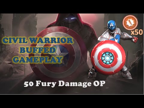 Civil Warrior New Buff Gameplay. ROL Fight. 50x Fury. Crazy Damage. Marvel Contest of Champions.