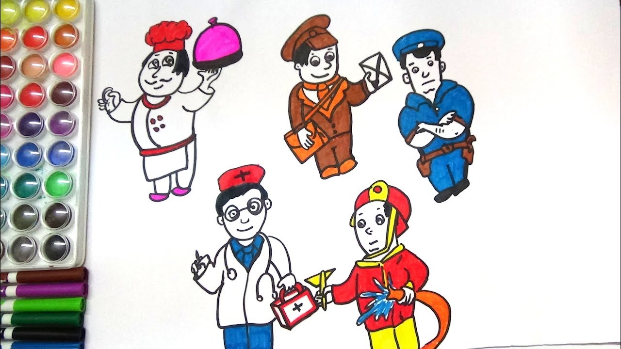 HOW TO DRAW AND COLOR COMMUNITY HELPERS-DRAWING OF COMMUNITY HELPERS