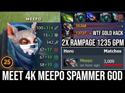 Amazing Micro God by Ancient Meepo Spammer - 11Min Scepter 2X RAMPAGE 1235 GPM 32KILLS Dota 2 WTF
