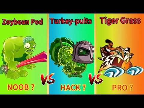 PvZ 2 9.4.1 | New Plant Tiger Grass VS Zoybean Pod VS Turkey-pults - Who Will Win ? - Plant Vs Plant