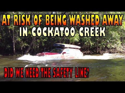 Subaru at Risk of Being Washed Away in Cockatoo Creek - Old Telegraph Track, Cape York