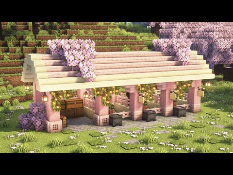 Polar Cat - [Minecraft] How to Build a Cherry Blossom Stable / Tutorial