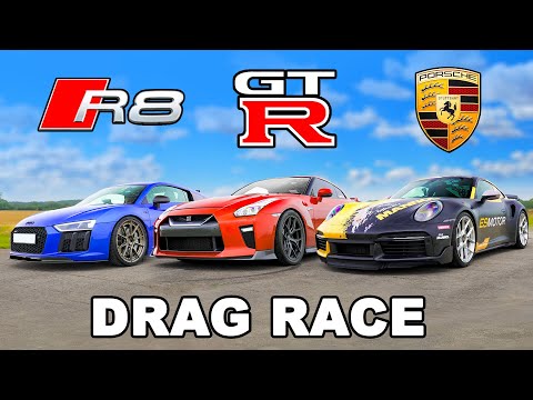 900hp Turbo S v 950hp R8 v 1,000hp GT-R: DRAG RACE