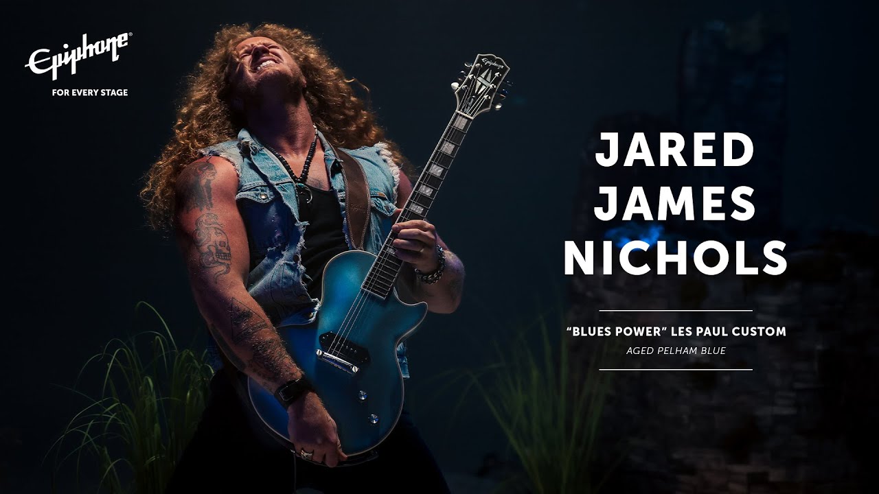 NEW Epiphone Jared James Nichols &ldquo;Blues Power&rdquo; Les Paul Custom - Aged Pelham Blue - YouTube